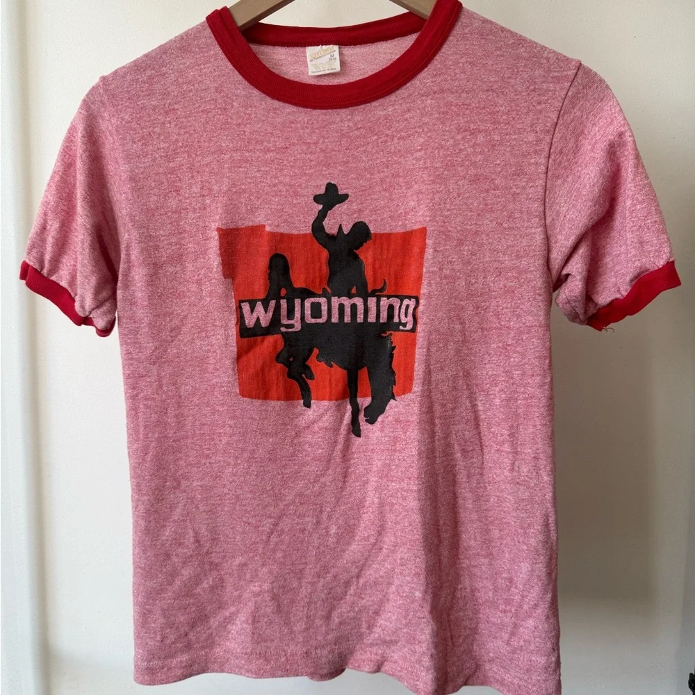 Wyoming Graphic Ringer Tee - Pink/Red - Picture 1 of 5